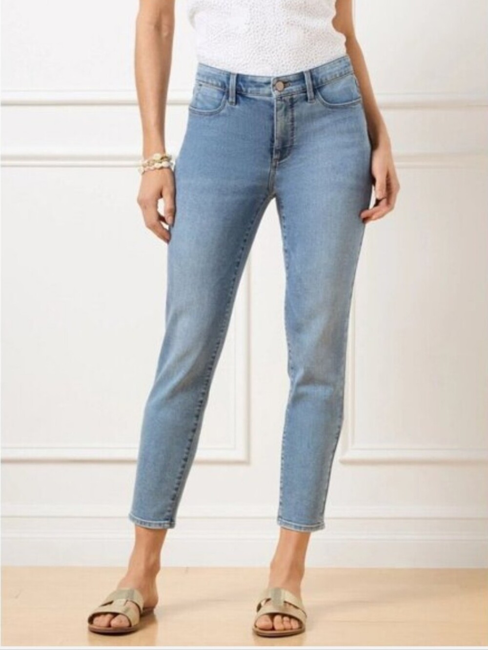 Talbots High Waist Jegging Crop Jeans Size 8 Petite Light Wash Slimming NWT